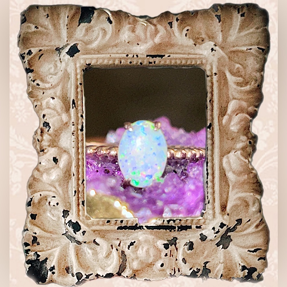 14K Rose Gold Genuine Fire Opal Ring